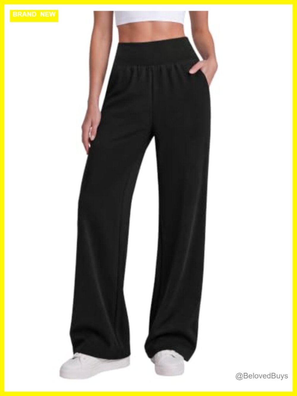 BMJL Womens Wide Leg Sweatpants Soft High Waisted Pants 4 Pockets